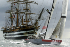 Auckland New Zealand - America’s Cup 2003 19 10 2002 Luna Rossa welcomes the The Italian Navy Training Ship “Amerigo Vespucci” into Auckland